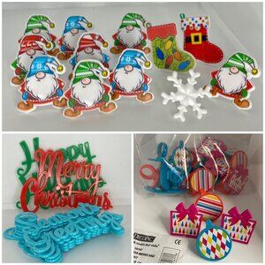 Cake Cupcake Toppers Layons Rings Christmas Gnomes Seasons Greetings Assortment